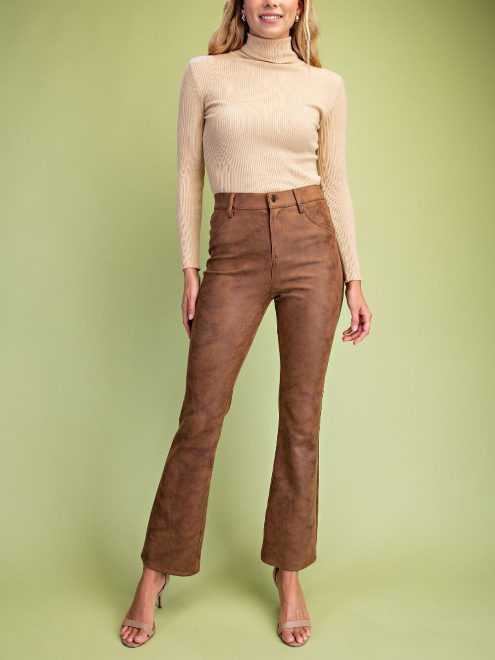 Gigio's Faux Suede Bootcut Cropped Pants
